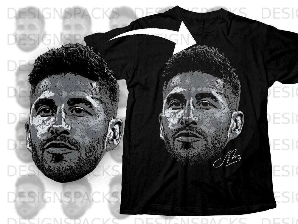 Realistic Black Graphic Face Print T-shirt Design