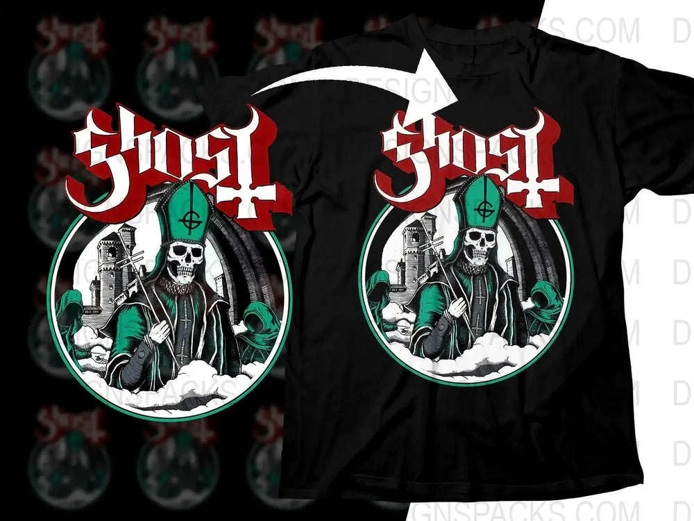 Unique Ghost Skeleton Priest Rock Png Halftone Digital Download
