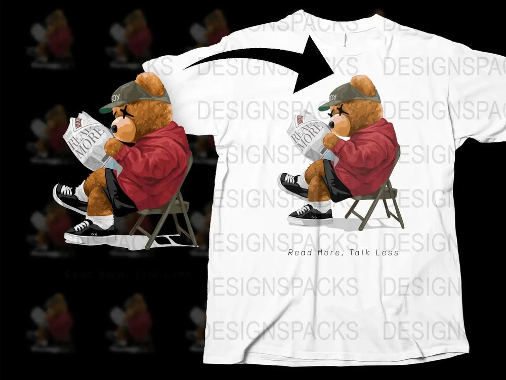 Unique Graphic Bear Reading Newspaper Png Digital Download