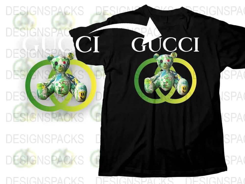 Unique Green Graffiti Art Bear Graphic Brand Png Digital Download