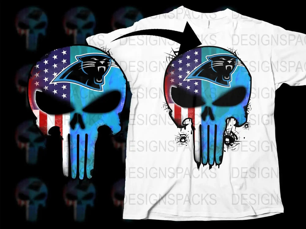 Unique Panthers Punisher NFL Team Logo Png Digital Download