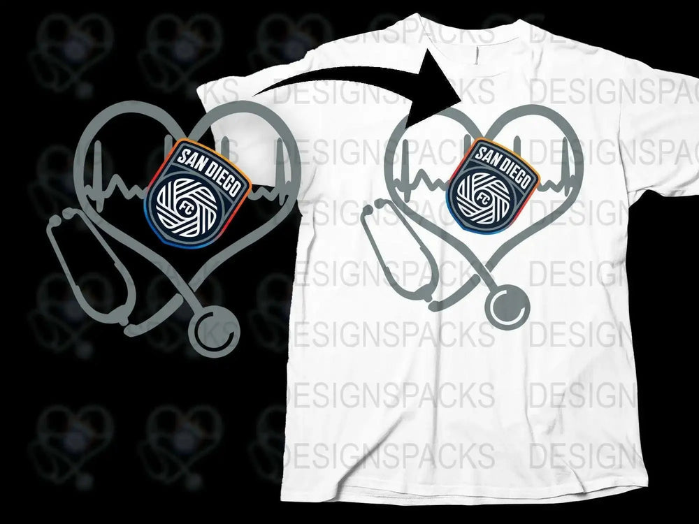Unique San Diego FC Heartbeat Design Png Digital Download