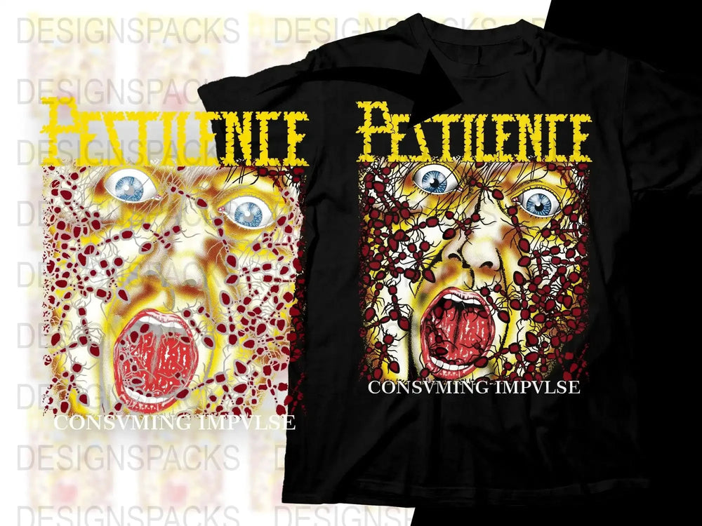 Unique Scary Face Design Pestilence Band Png Digital Download