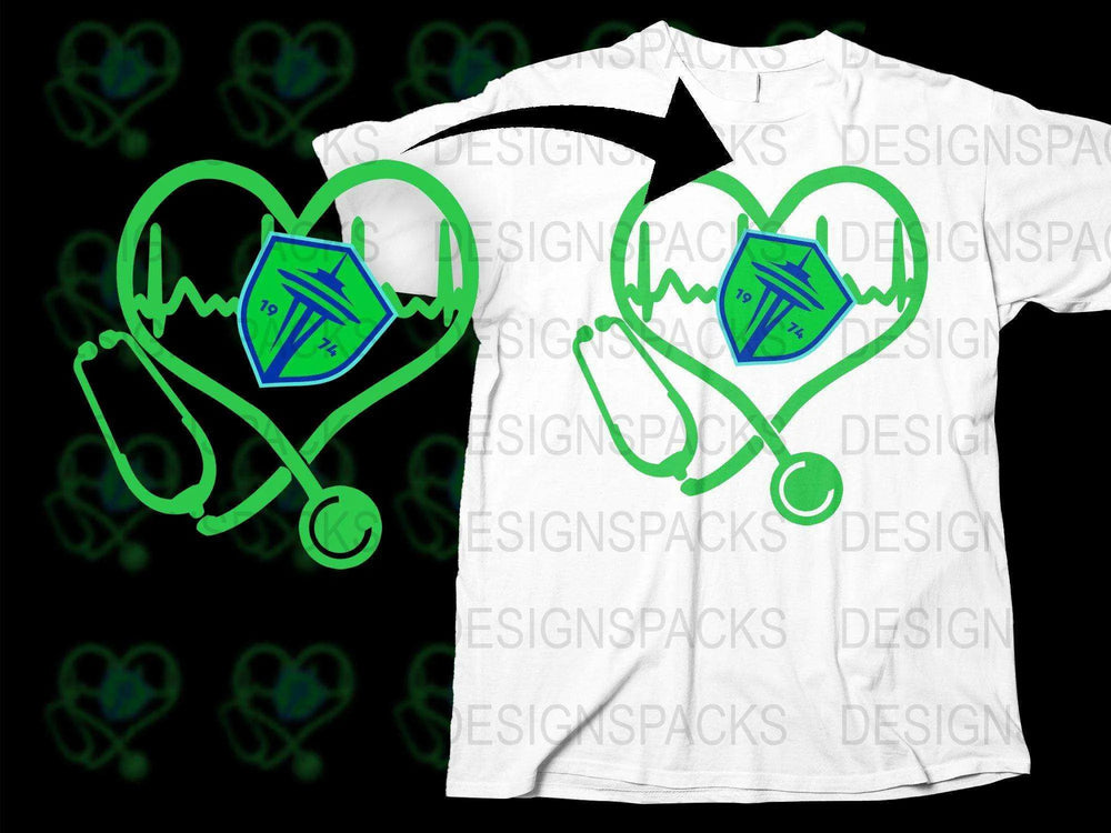 Unique Seattle Sounders Heartbeat Design Png Digital Download