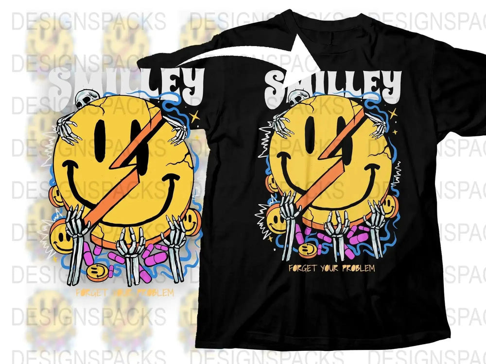 Unique Skull Embrace Smile Yellow Graphic Png Digital Download