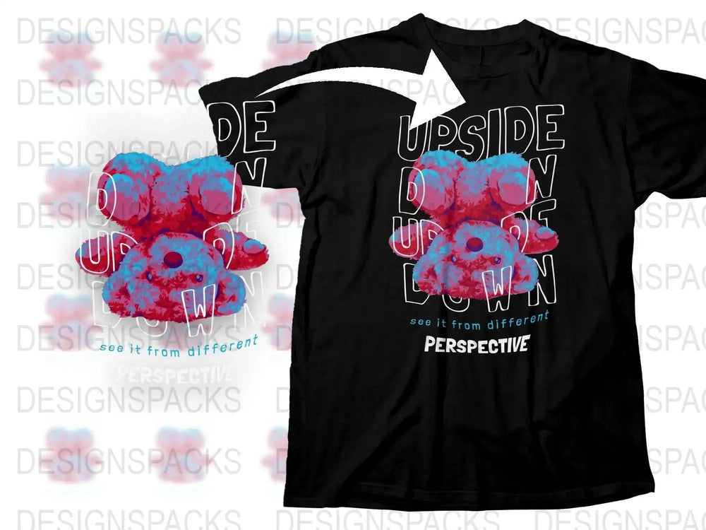 Unique Upside Down Teddy Bear Art Png Digital Download