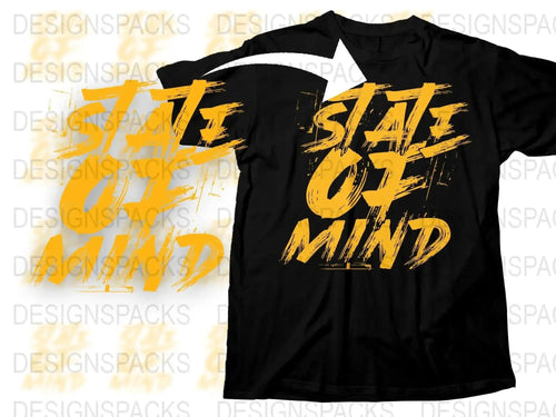 Unique Yellow Brush Script State of Mind Png Digital Download