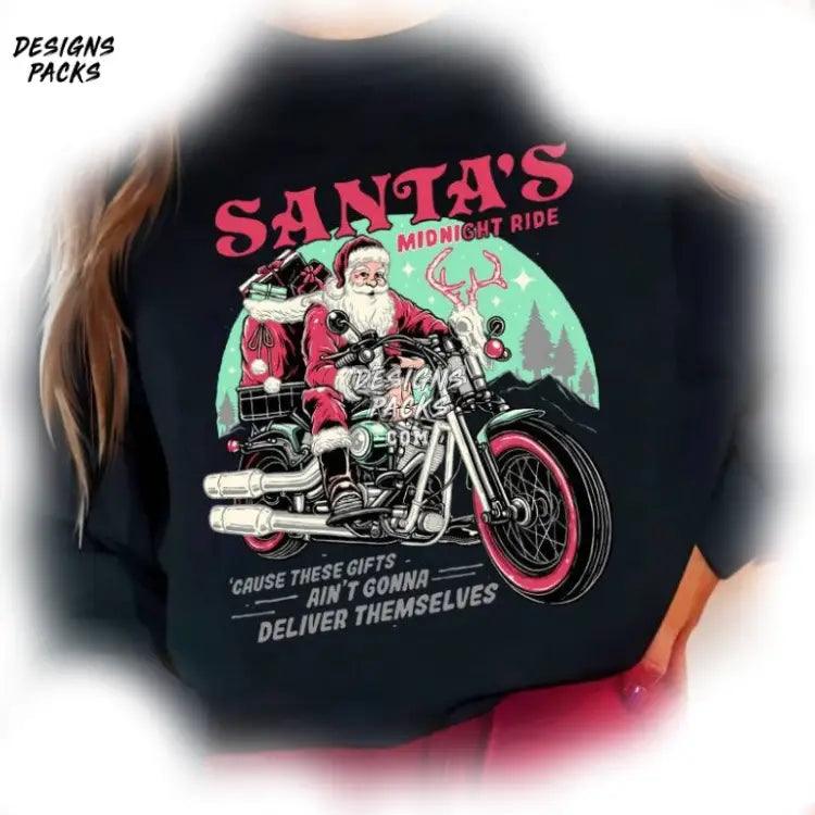 Unisex Sleighrider Santa Motorcycle Christmas Funny Holiday Great Idea For Him/Her Png Design