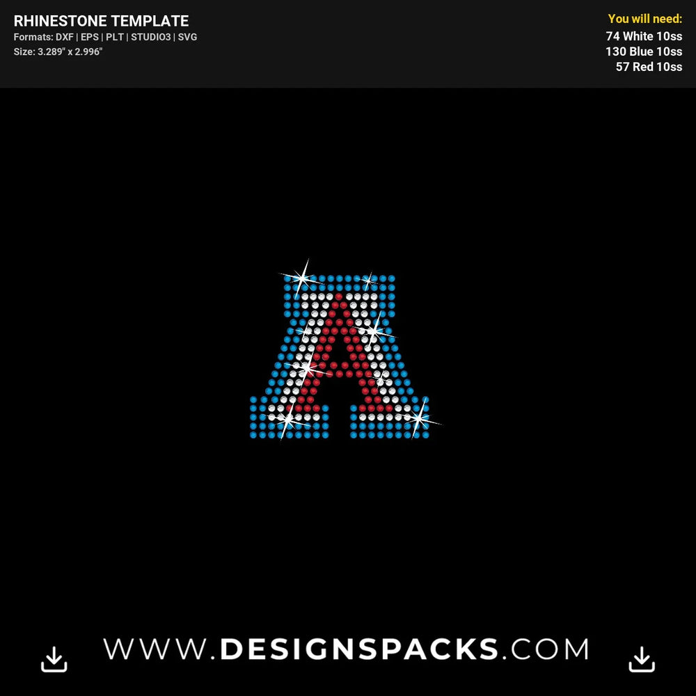 University Of Arizona Logo 3 Inches Rhinestone Digital Template