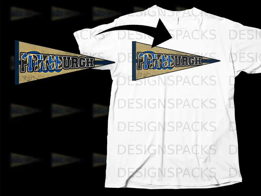 Pittsburgh Pennant Graphic Tee Shirt for Casual Wear