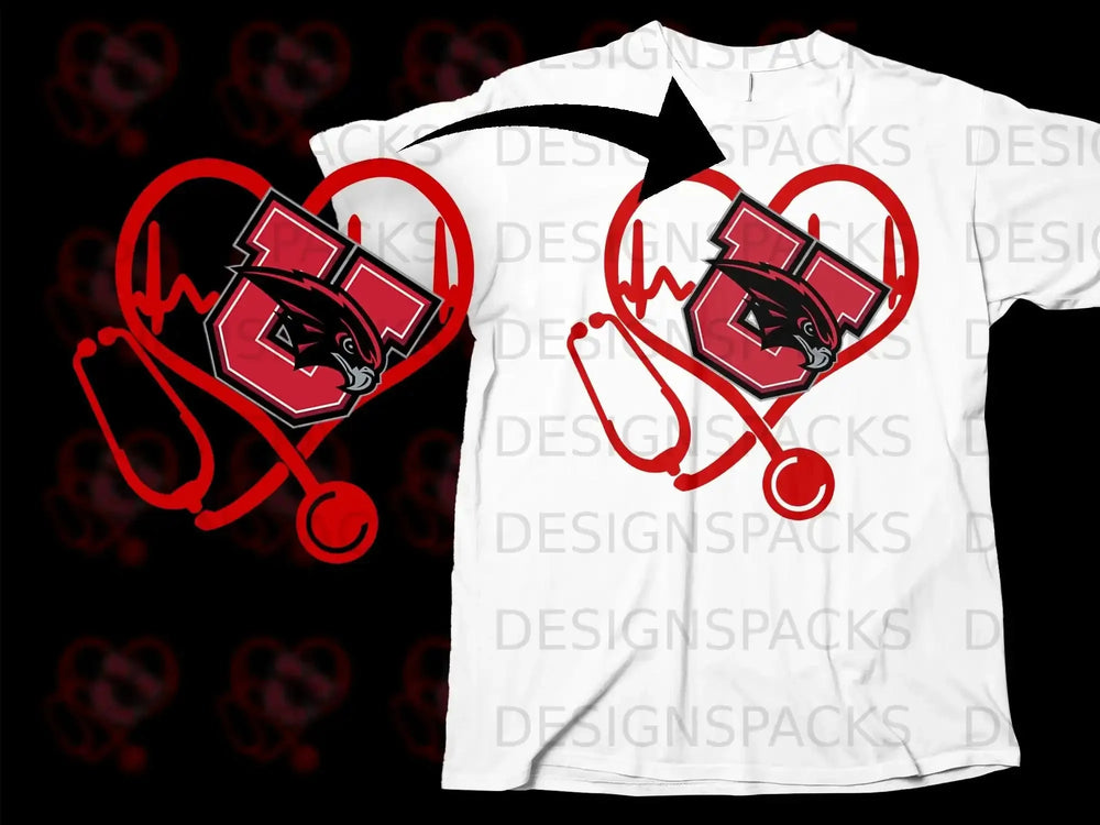 Stylish Heart Design Medical Themed Graphic T-shirt