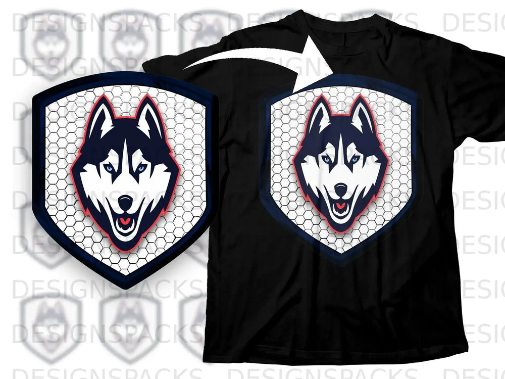 Fierce Husky Emblem Black Graphic T-Shirt