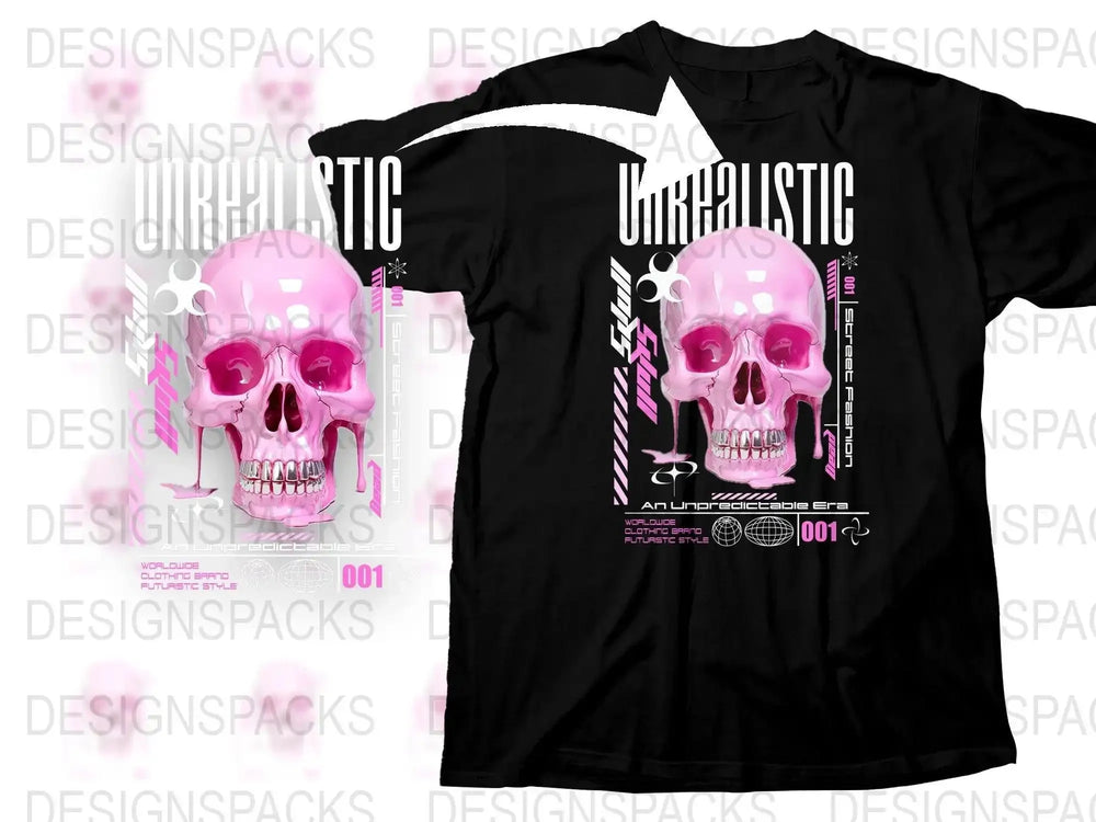 Unrealistic Street Fashion Skull Graphic Png Digital Download