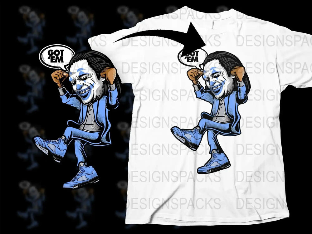 Urban Style Cartoon Character with Celebratory Pose Png Digital Download