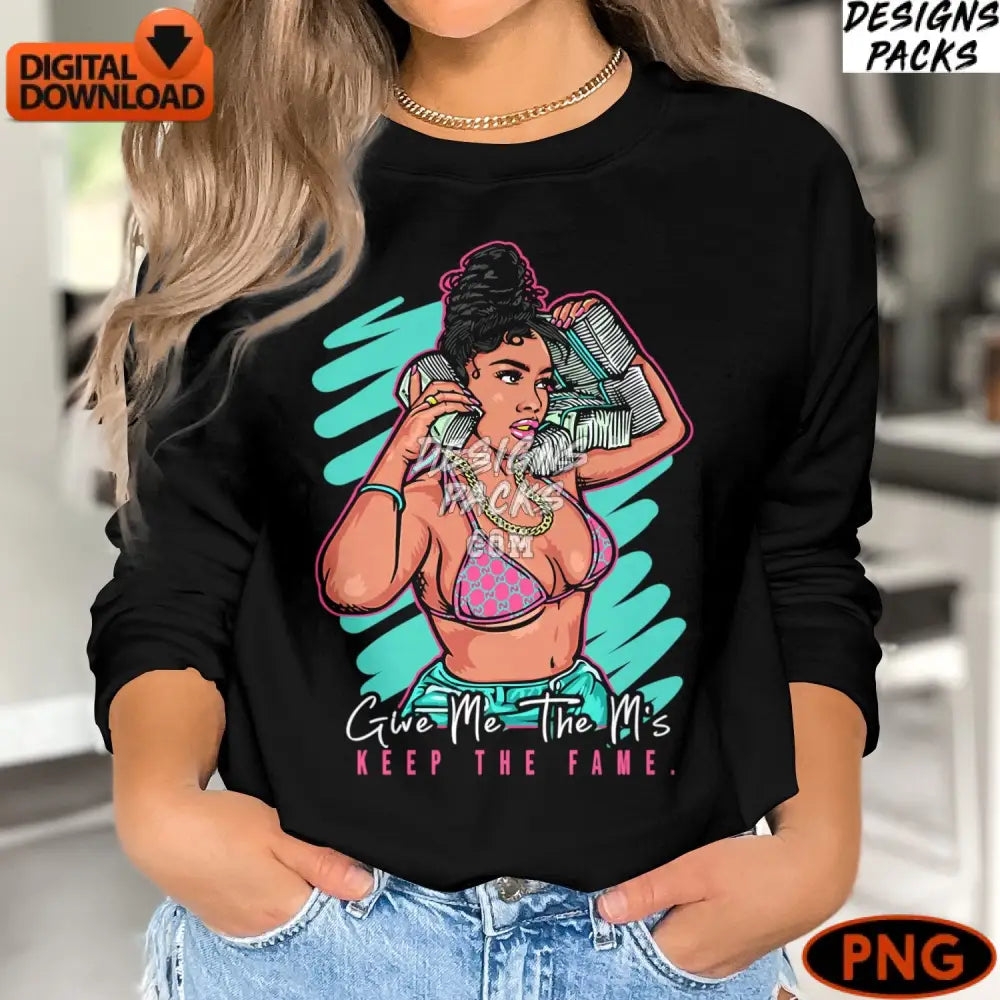 Urban Style Female Dj Illustration Edgy Pop Art Digital Png Instant Download Trendy