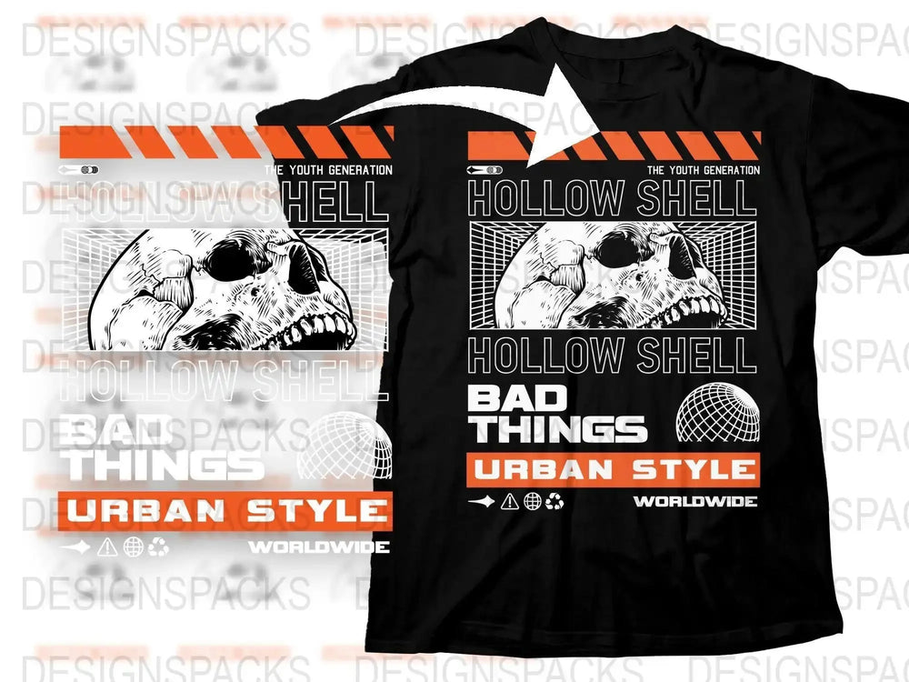 Urban Style Hollow Shell Bad Things Graphic Png Digital Download