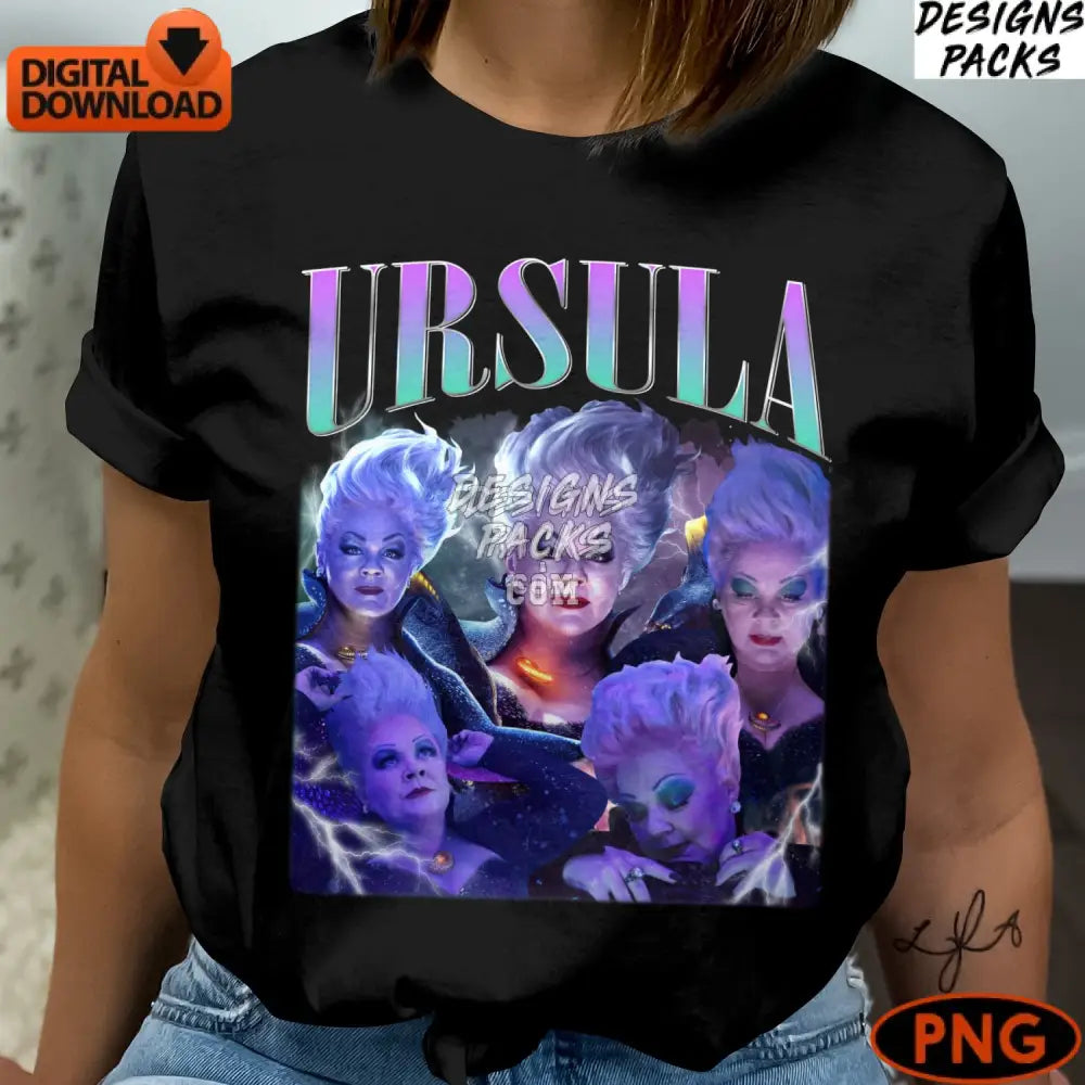 Ursula Inspired Digital Art Villainous Sea Witch Portrait Fan Png Download Unique Disney Gift