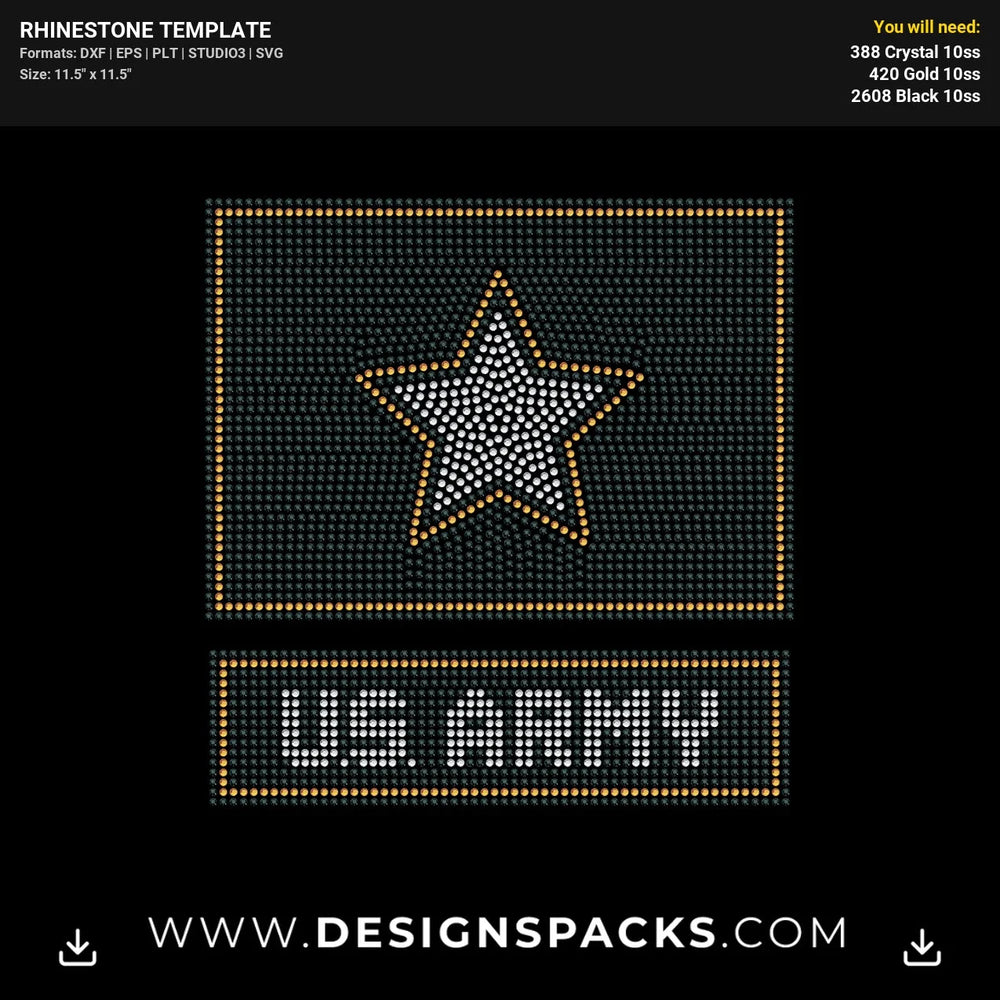 Us Army Star Logo Rhinestone Digital Template