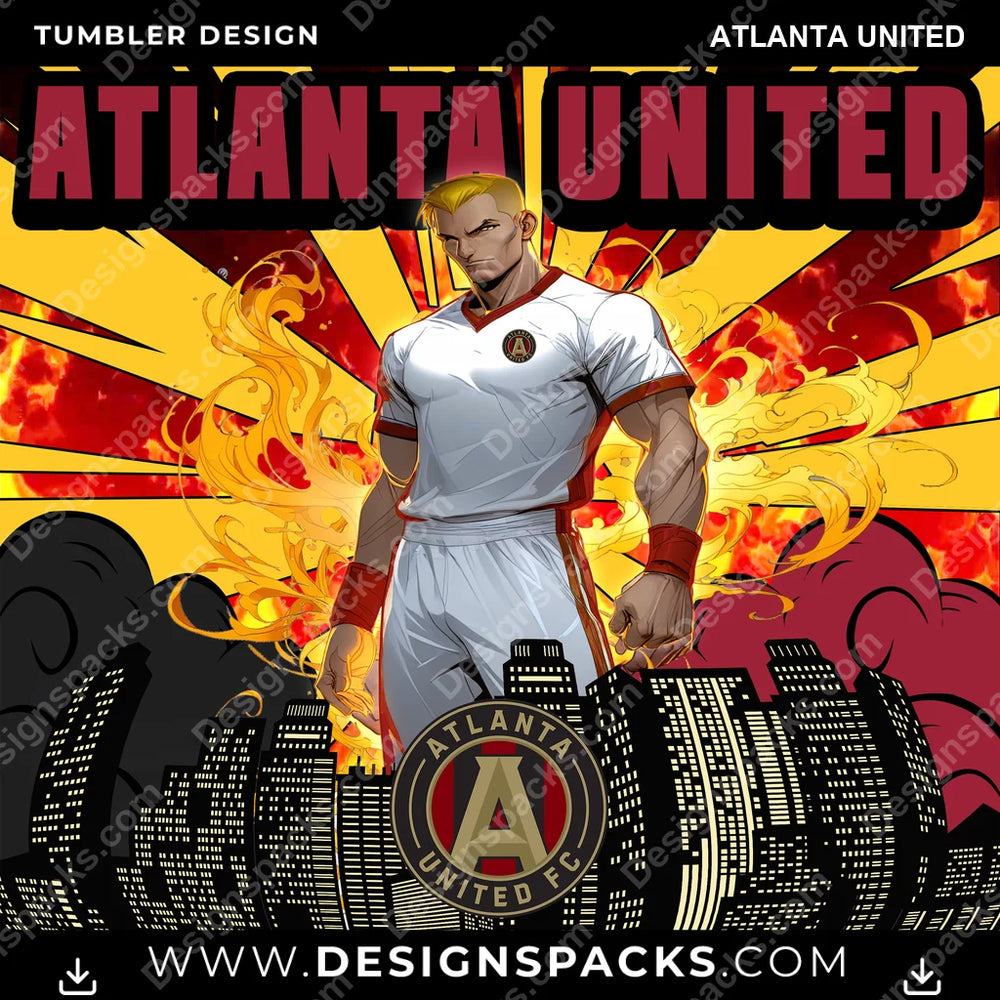US Soccer Comic Cover Atlanta United MLS Tumbler Digital Wrap Design Download