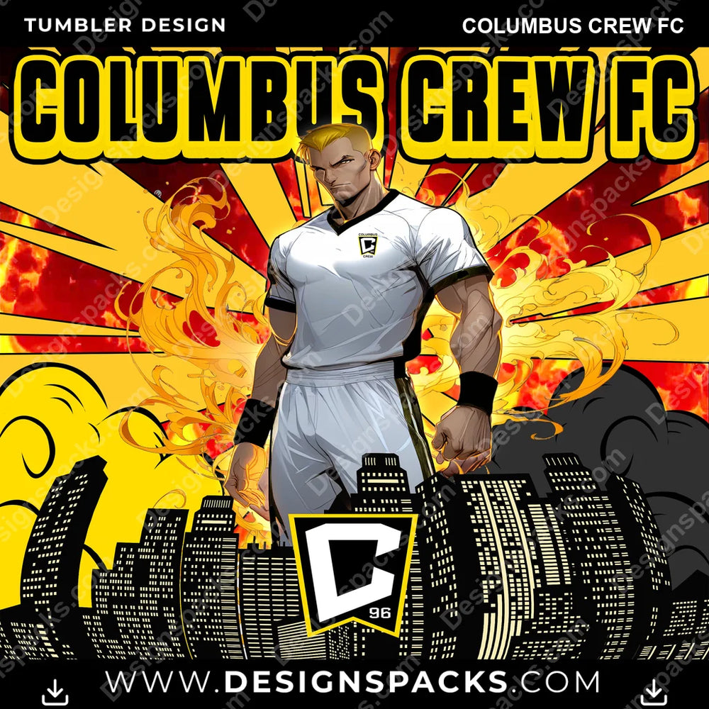 US Soccer Comic Cover Columbus Crew FC Tumbler Digital Wrap Design Download