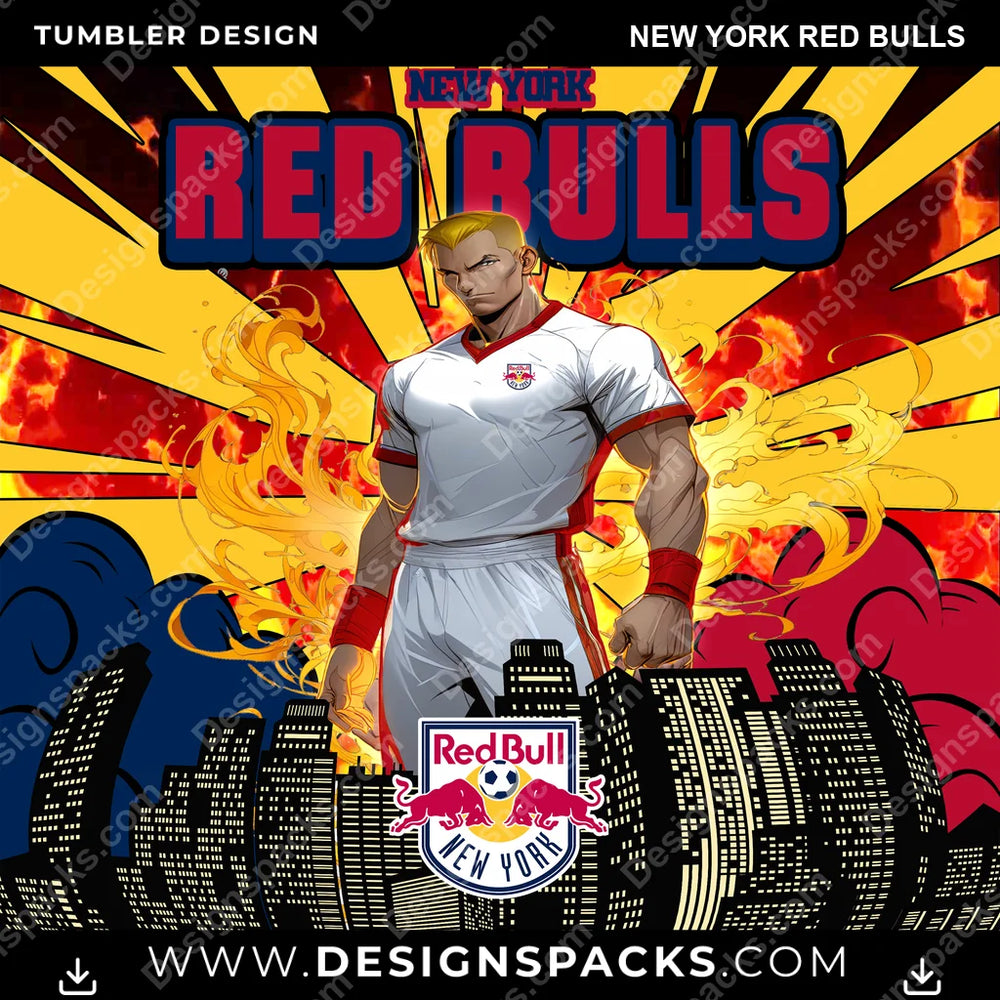 US Soccer Comic Cover New York Red Bulls MLS Tumbler Digital Wrap Design Download
