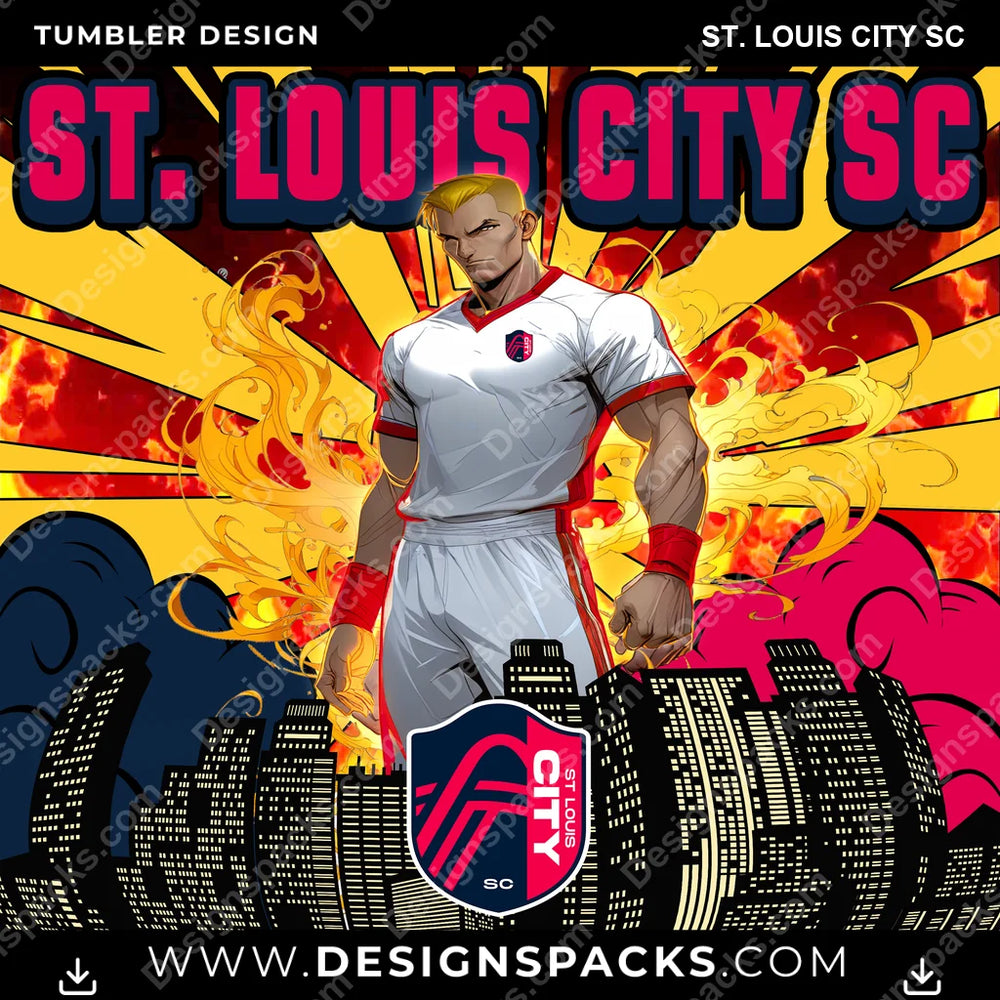 US Soccer Comic Cover St. Louis City SC Tumbler Digital Wrap Design Download