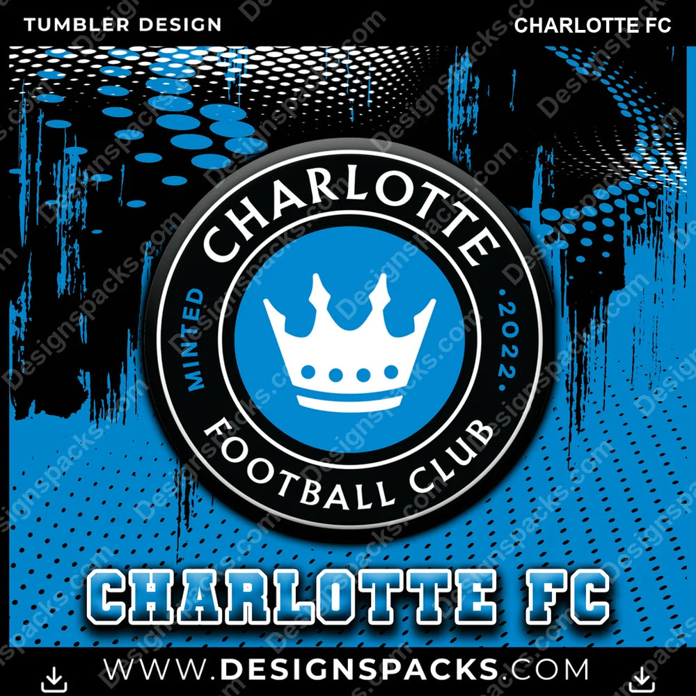 US Soccer Dot Logo Charlotte FC Tumbler Digital Wrap Design Download
