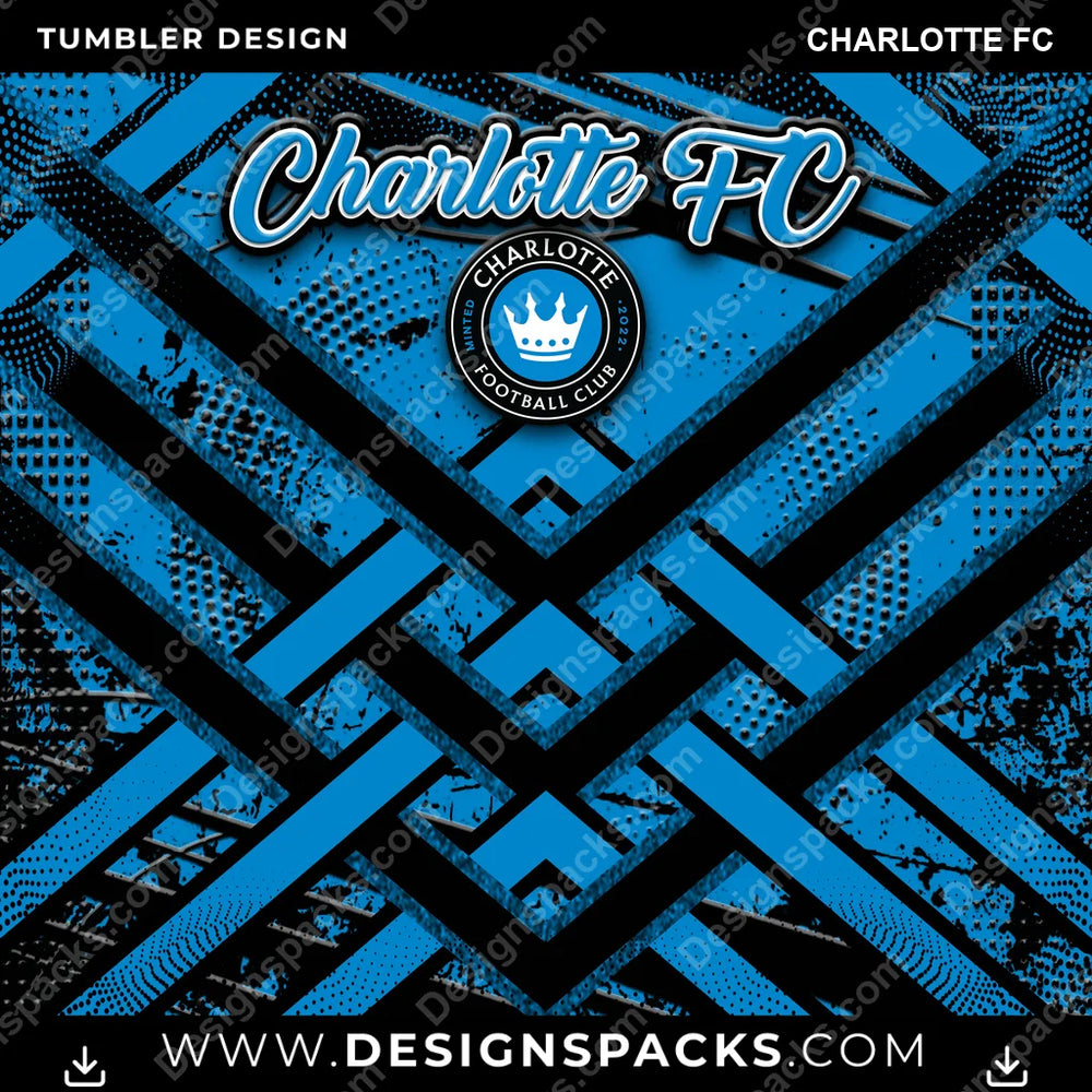 US Soccer Glitter Stripe Charlotte FC Tumbler Digital Wrap Design Download