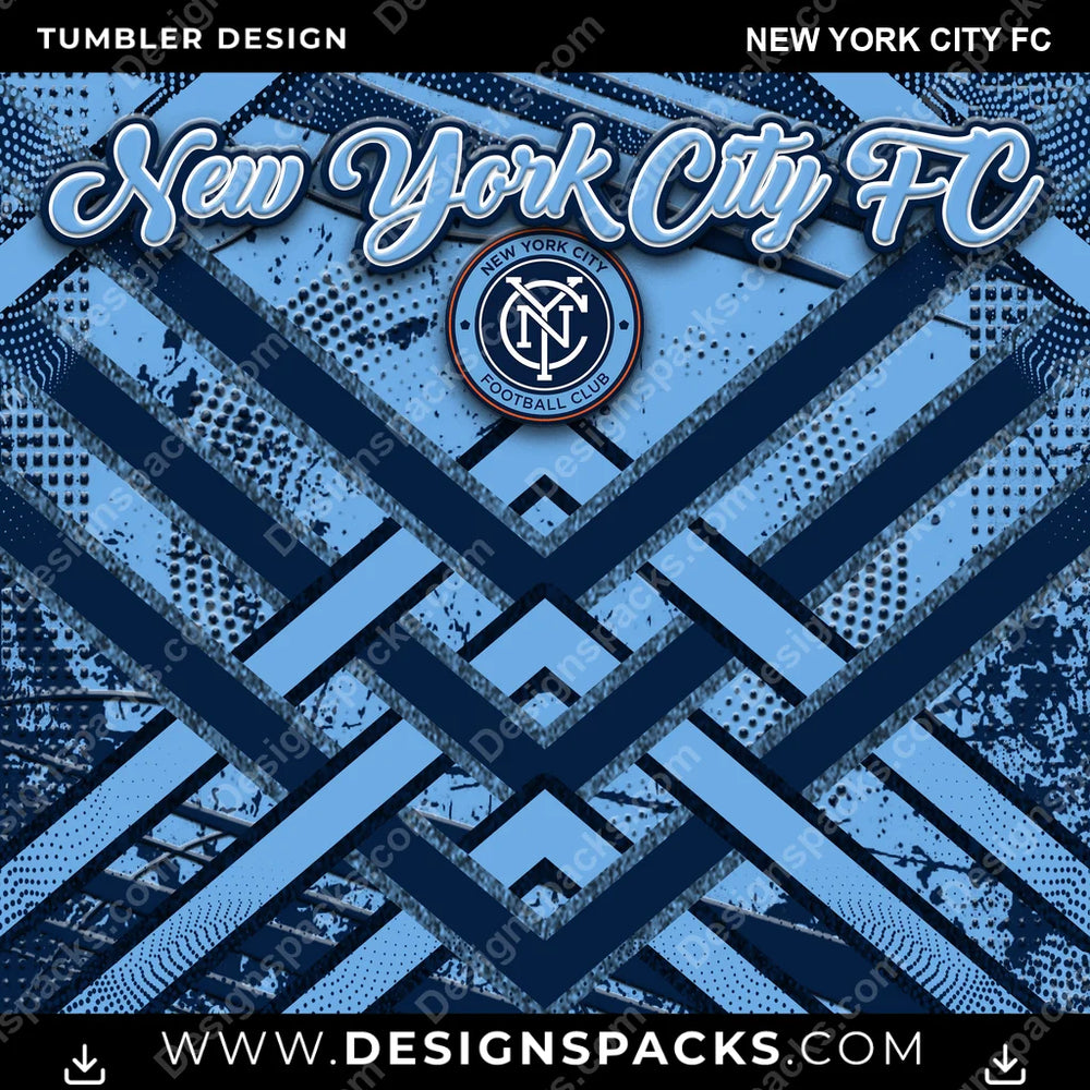 US Soccer Glitter Stripe New York City FC Tumbler Digital Wrap Design Download