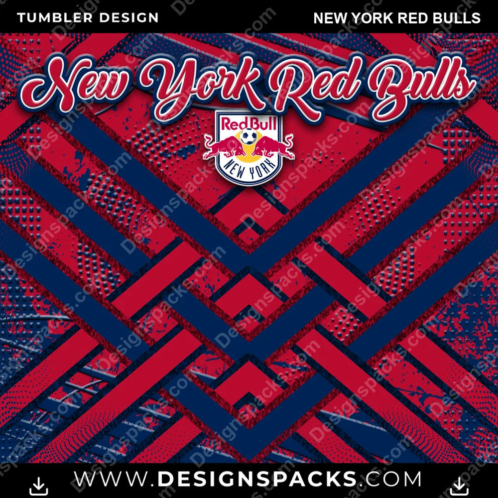 US Soccer Glitter Stripe New York Red Bulls MLS Tumbler Digital Wrap Design Download