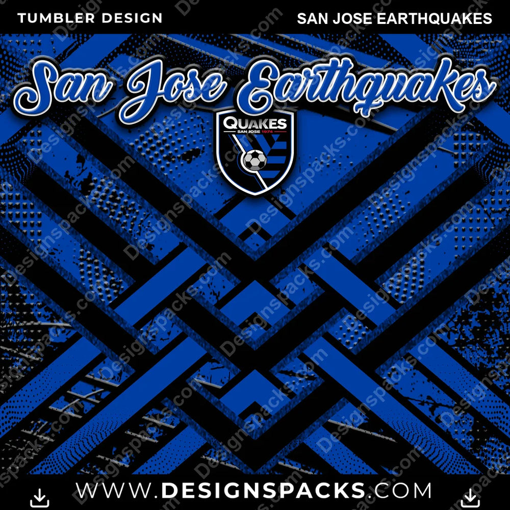 US Soccer Glitter Stripe San Jose Earthquakes Tumbler Digital Wrap Design Download