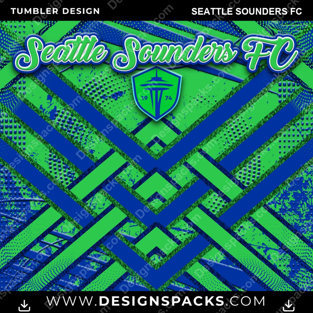 US Soccer Glitter Stripe Seattle Sounders FC Tumbler Digital Wrap Design Download
