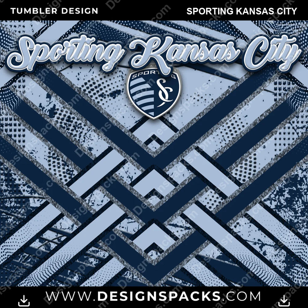 US Soccer Glitter Stripe Sporting Kansas City Tumbler Digital Wrap Design Download