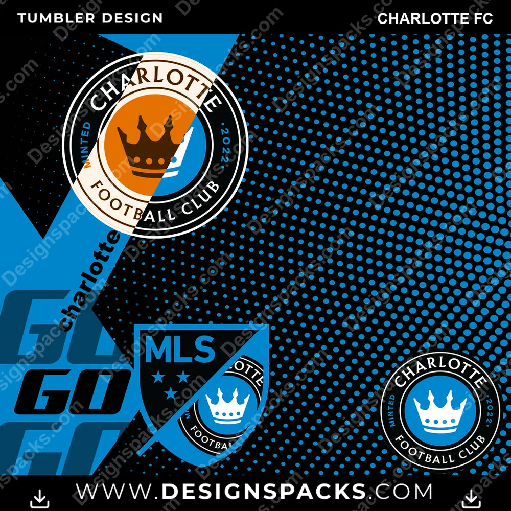US Soccer GO Charlotte FC Tumbler Digital Wrap Design Download