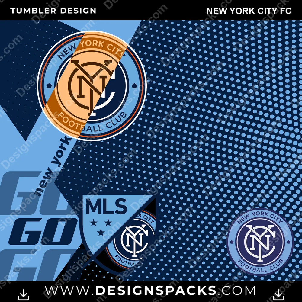 US Soccer GO New York City FC Tumbler Digital Wrap Design Download
