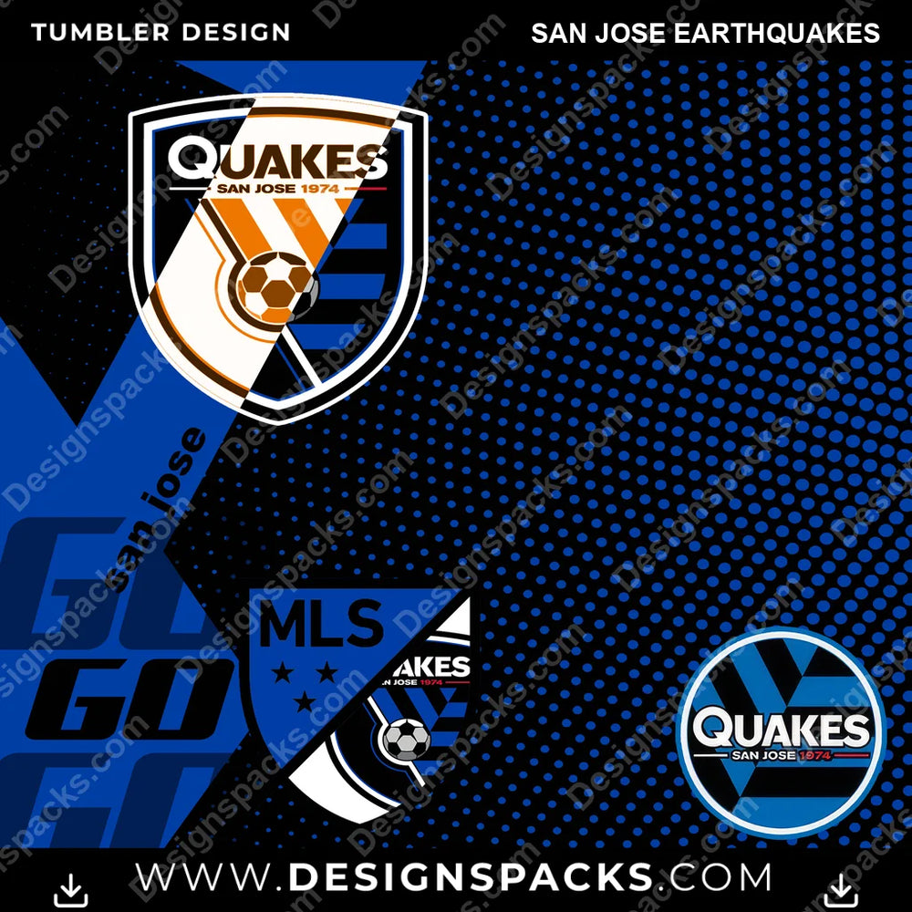 US Soccer GO San Jose Earthquakes Tumbler Digital Wrap Design Download