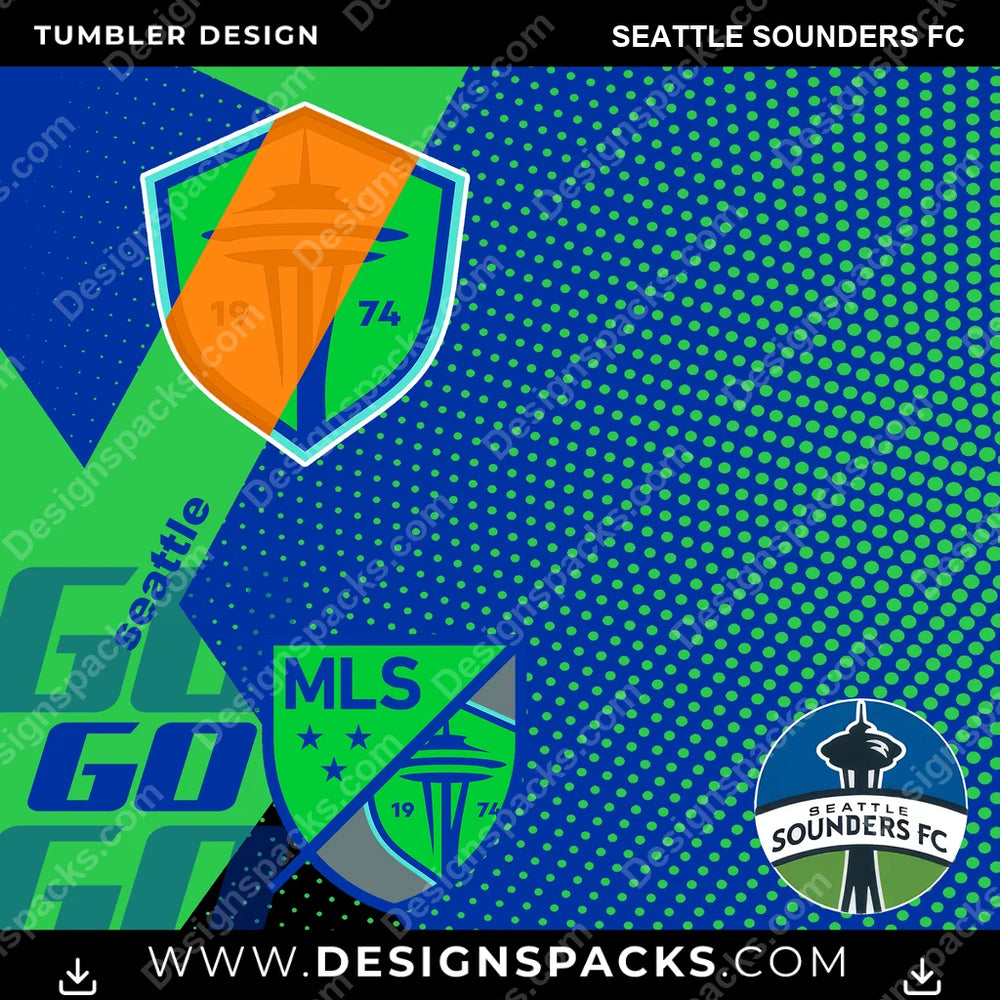 US Soccer GO Seattle Sounders FC Tumbler Digital Wrap Design Download