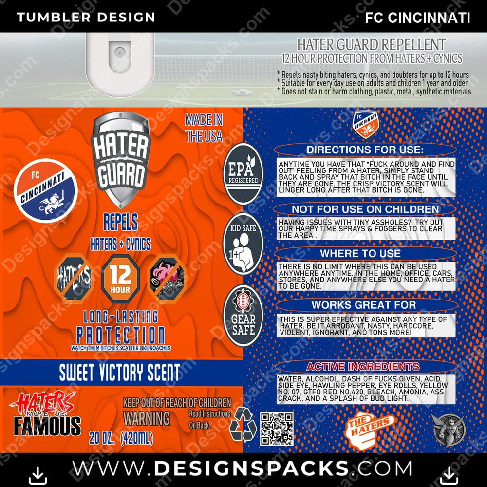 US Soccer Hater Guard FC Cincinnati Tumbler Digital Wrap Design Download