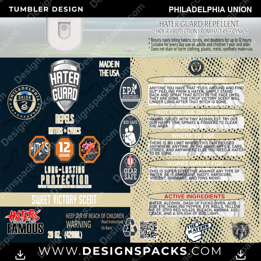 US Soccer Hater Guard Philadelphia Union Tumbler Digital Wrap Design Download