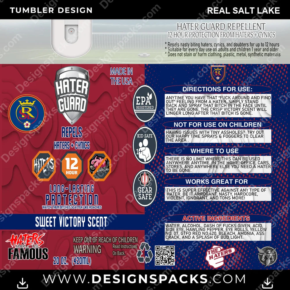 US Soccer Hater Guard Real Salt Lake Tumbler Digital Wrap Design Download