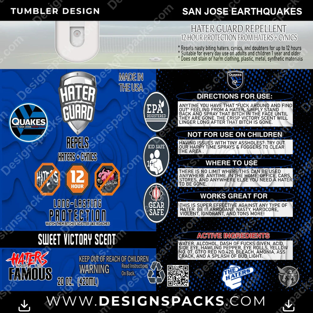 US Soccer Hater Guard San Jose Earthquakes Tumbler Digital Wrap Design Download
