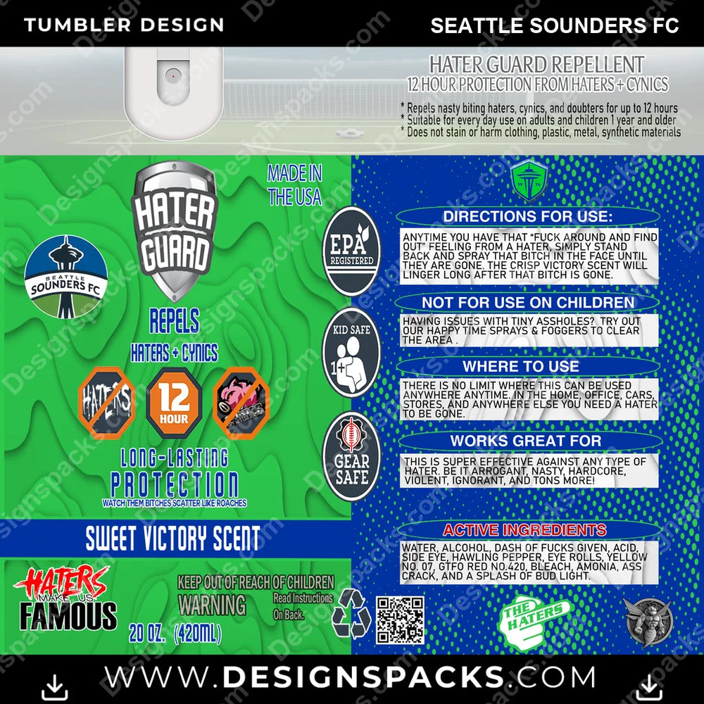 US Soccer Hater Guard Seattle Sounders FC MLS Tumbler Digital Wrap Design Download