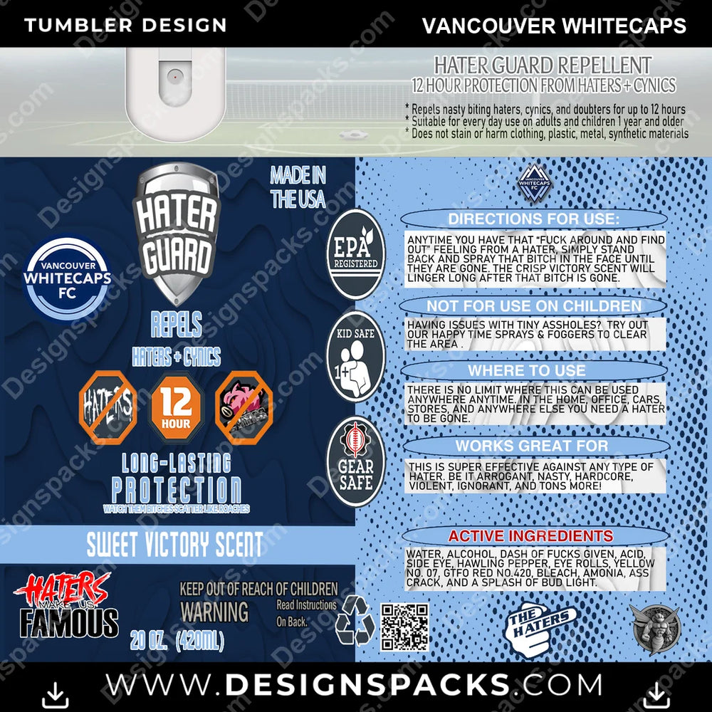 US Soccer Hater Guard Vancouver Whitecaps Tumbler Digital Wrap Design Download