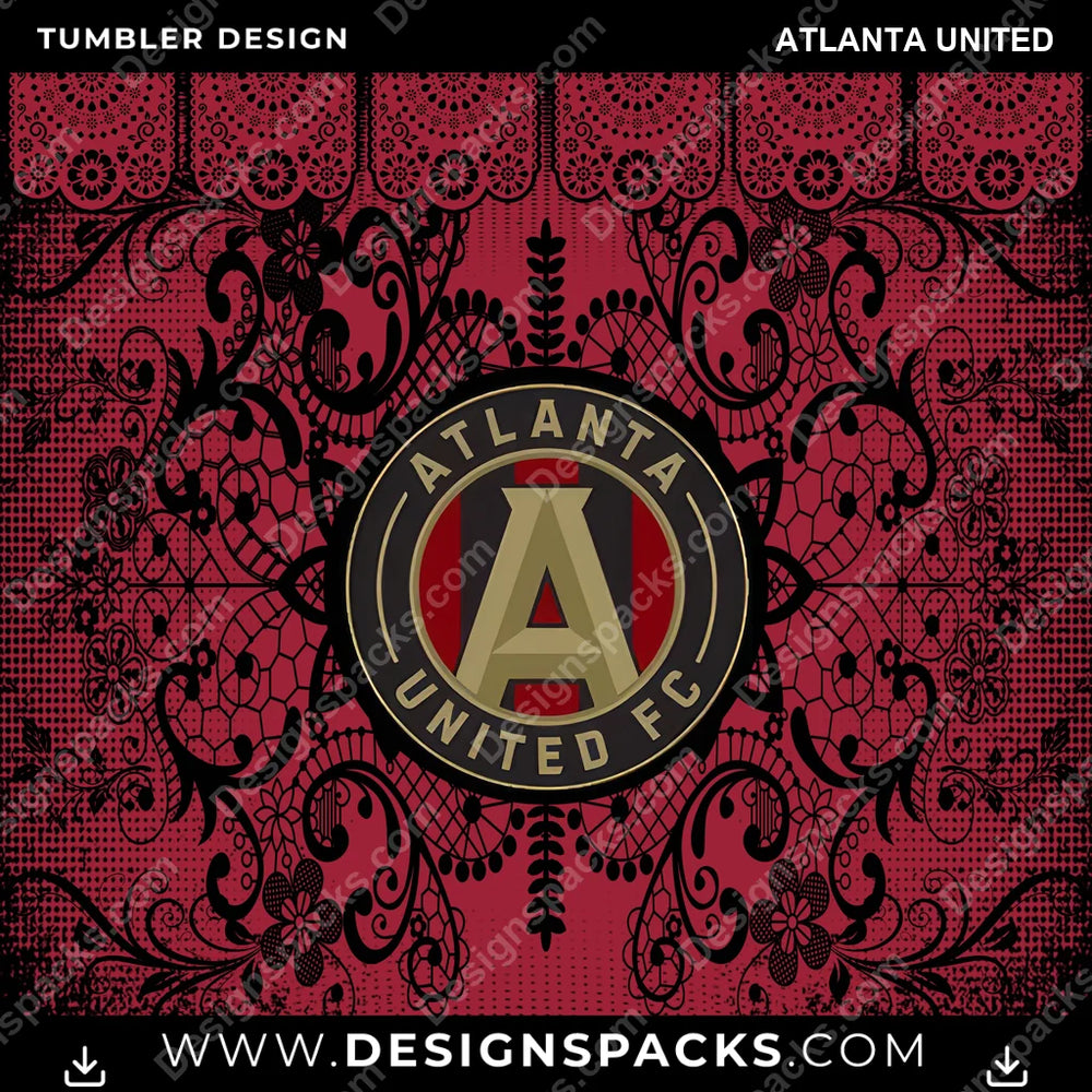 US Soccer Lace & Logo Atlanta United Tumbler Digital Wrap Design Download