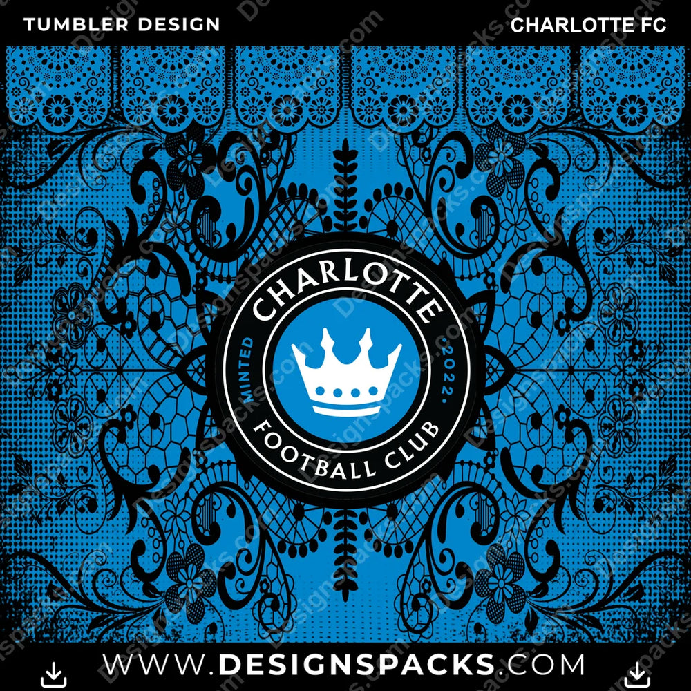 US Soccer Lace & Logo Charlotte FC Tumbler Digital Wrap Design Download