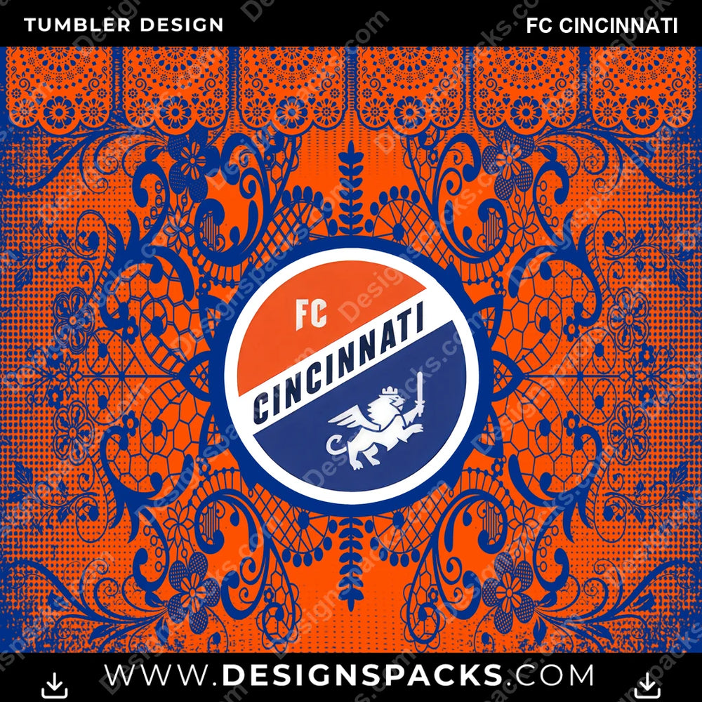 US Soccer Lace & Logo FC Cincinnati Tumbler Digital Wrap Design Download