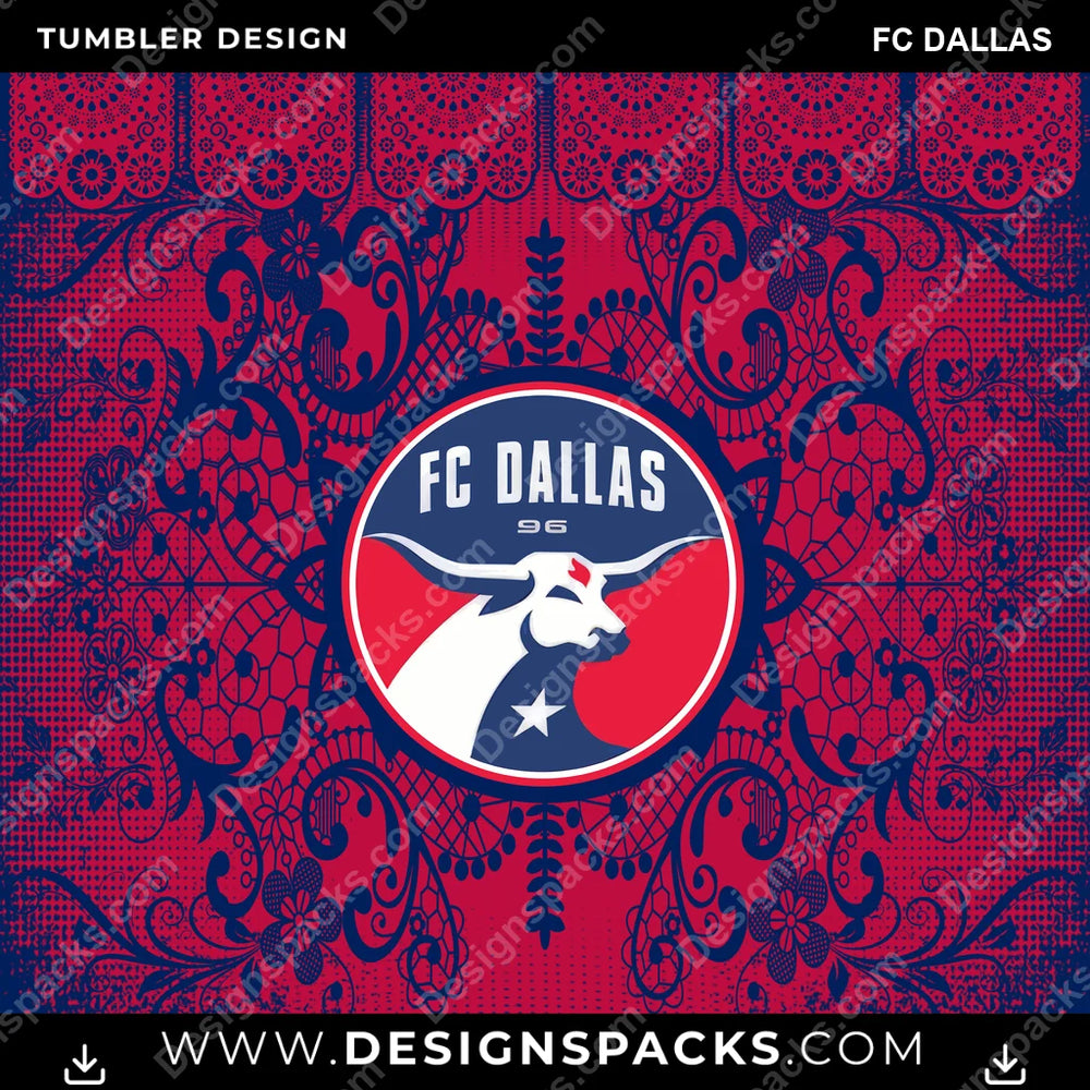 US Soccer Lace & Logo FC Dallas Tumbler Digital Wrap Design Download