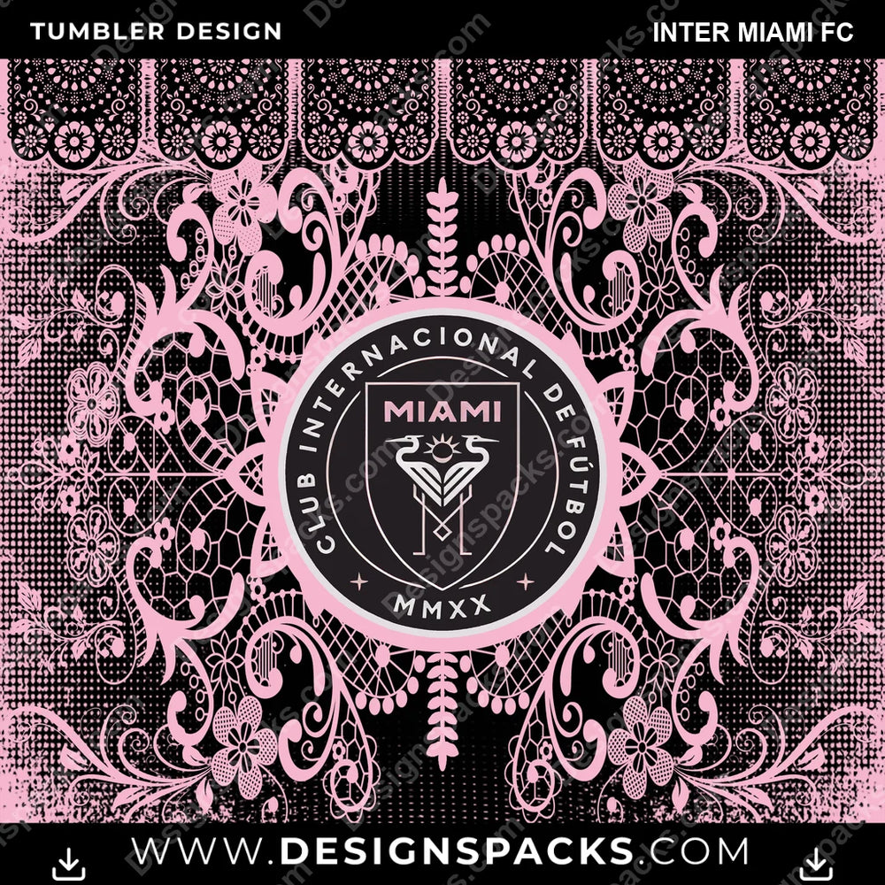 US Soccer Lace & Logo Inter Miami FC Tumbler Digital Wrap Design Download
