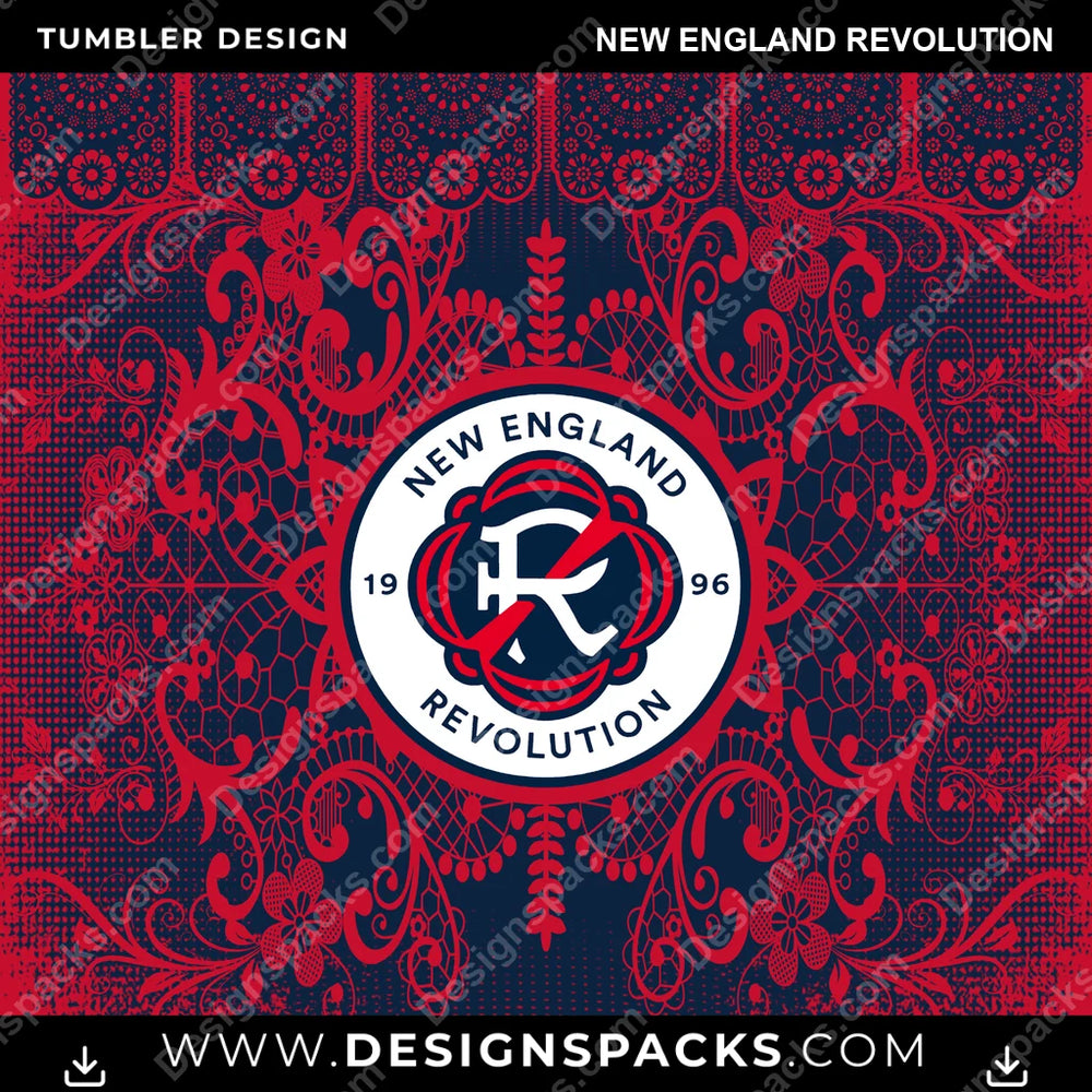 US Soccer Lace & Logo New England Revolution Tumbler Digital Wrap Design Download