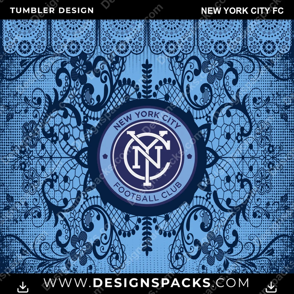 US Soccer Lace & Logo New York City FC Tumbler Digital Wrap Design Download
